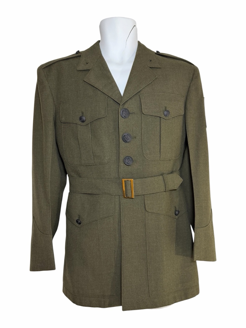 Vintage USMC Alpha Service Coat Forest Green Wool Sz 39S EGA Buttons 1960s-80’s